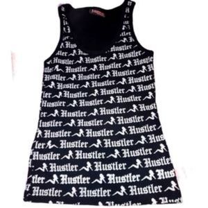 Hustler black & white tank hustler all over xs